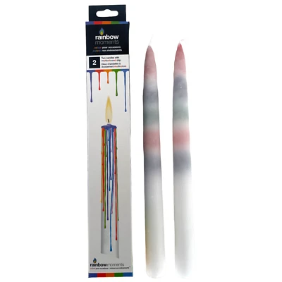 £6.75 • Buy 2pk Rainbow Moments Drip Candles Unique White Multi Coloured Table Dinner Party