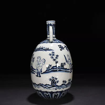 11  China Old Ming Dynasty Porcelain Xuande Mark Blue White Character Story Vase • $500