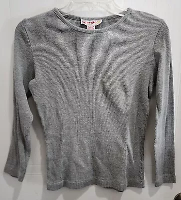 Vintage 80s 90s Energie Bi Currants Women's Ribbed Long Sleeve Top Gray Size L • £18.07