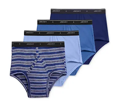 $26.55 • Buy Men's Jockey 4-Pack  Classic Collection Full-Rise Briefs 100% Cotton - Blue/Navy
