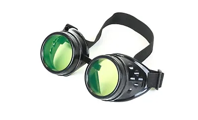 Green Lens Black Goggles Steampunk Punk Goth Burning Man Sun Glass 3 Set Lens  • $14.99