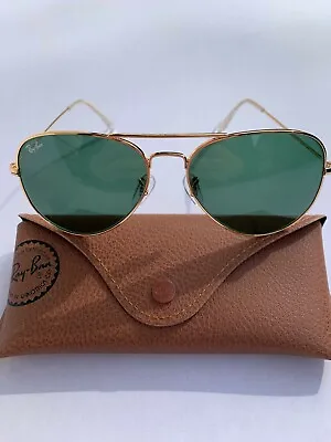 Ray-Ban Aviator Sunglasses L0205 RB3025 Standard 58m Gold Frame With Green Lens • $1.25