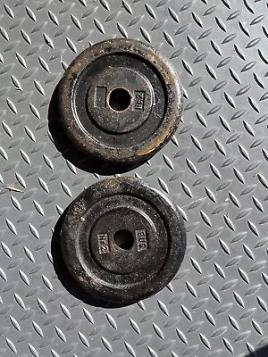 Vintage Bur No 2 Barbell 5lb Standard Weight Plates (10 Lbs Total) • $30