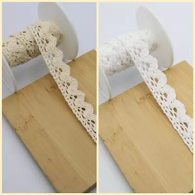 Cotton Crochet Lace Scalloped White Or Cream Vintage Like Sewing 2/5 M Trim 15mm • £4.25