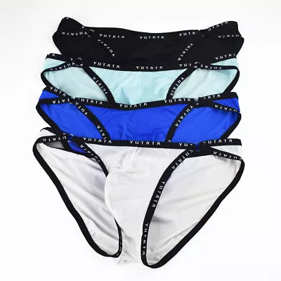 $5.01 • Buy Sexy Mens Nylon Briefs Cool Ice Silk Low-rise Underwear Bikini Pouch Panties US