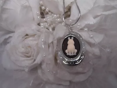 Bunny Cameo Locket Necklace Pendant Gift Mother Daughter Sister Easter Rabbit • $15.31