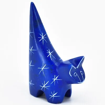 Vaneal Group Hand Carved Kisii Soapstone Tiny Miniature Blue Kitten Cat Figurine • $8.39