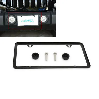 New Black Metal License Plate Frame Tag Cover Screw Caps Stainless Steel -US • $7.99