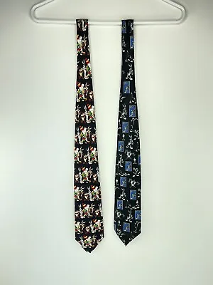 Looney Tunes Mens Neck Tie Lot Of 2 Taz Bugs Bunny Marvin The Martian Foghorn • $10