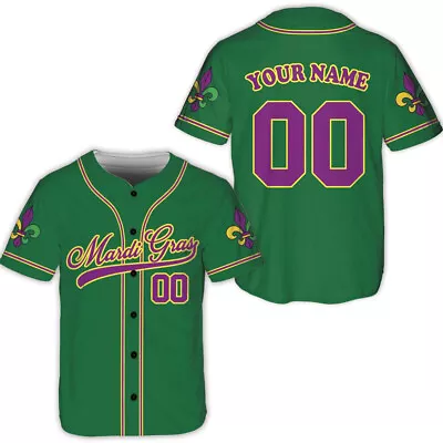 Personalized Name And Number Baseball Jersey Mardi Gras Carnival Jersey • $34.99