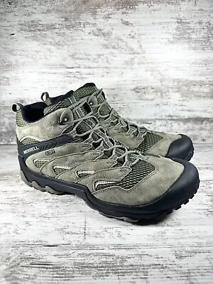 Mens Merrell Chameleon 7 Limit Dusty Olive Mid Waterproof Hiking Boots Sz 13 • $49