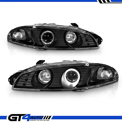 For 1997-99 Mitsubishi Eclipse LED Halos Black Projector Headlights + Bulbs Set • $153.59