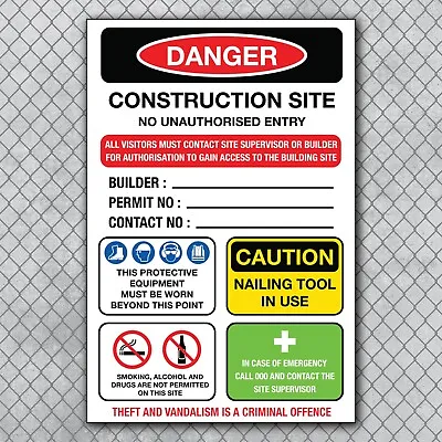 Owner Builder Construction Site Safety Sign  5mm Thick Corflute  With Eyelets • $52.65