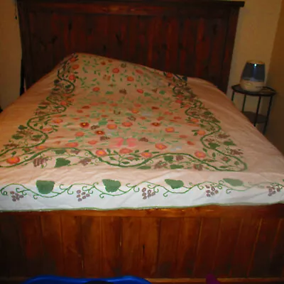 Vintage Chenille Bedspread By Cabin Crafts Grape Vine Of Beautiful Botanicalss • $275