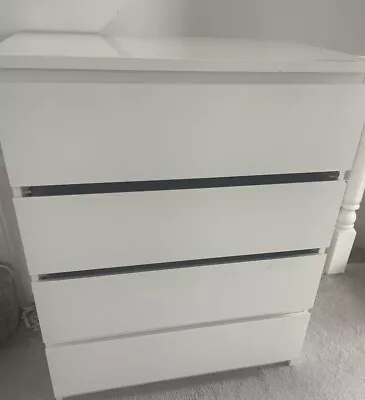 IKEA MALM White Chest Of 4 Drawers 80x100cm With Protective Top Glass Too • £52