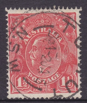 $4.10 • Buy KGV Heads Single Wmk 1½d Red FU *TUMUT NSW POSTMARK* SG 77 (E52)