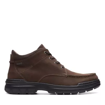 BNIB Mens Clarks ROCKIE 2 HI GTX Brown Nubuck Leather Gore Tex Boots • £89.99