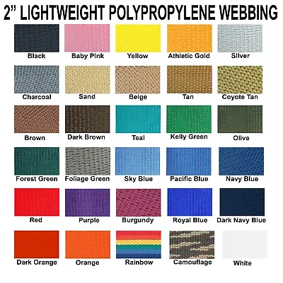 2 Inch Polypropylene Webbing Light Weight 2  Strap 5 Yards • $9.99