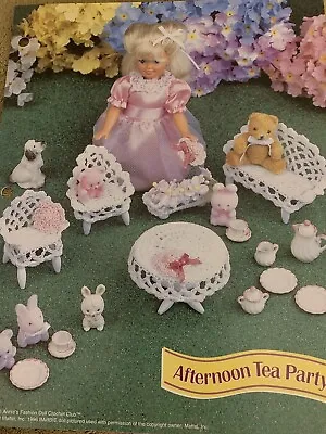 Annies Attic Afternoon Tea Party Miniature Barbie Doll Furniture Crochet Pattern • $3.99