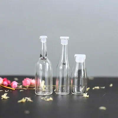 3pcs 1:12 Dollhouse Miniature Glass Vials Empty Bottle Storage Jars Flower Vase • $7.99