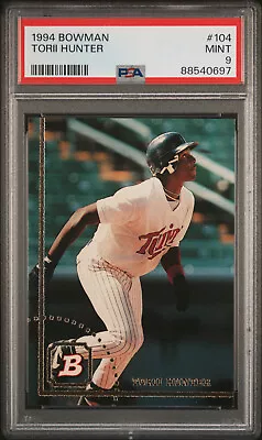 PSA 9 TORII HUNTER RC 1994 Bowman #104 Minnesota Twins MINT -- ROOKIE CARD! • $29.99