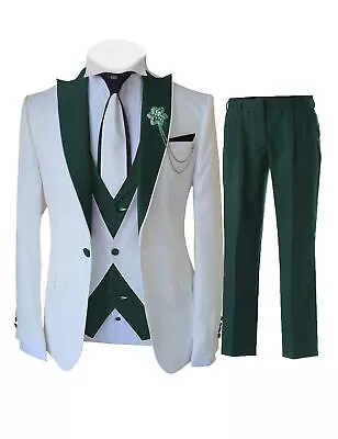 2023 White Men's Suit 3-piece Slim Formal Wedding Tailcoat (suit+vest+trousers) • $141.26