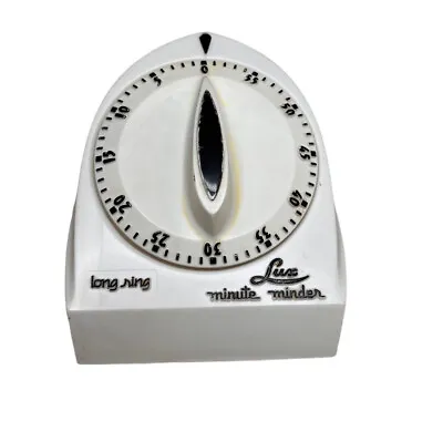 Vintage LUX Minute Minder Long Ring White Kitchen Timer Wind Up For Parts/Repair • $14.95