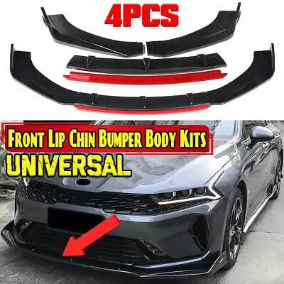 For Universal Car Front Bumper Lip Spoiler Splitter Diffuser Carbon Fiber + Red • $36.99