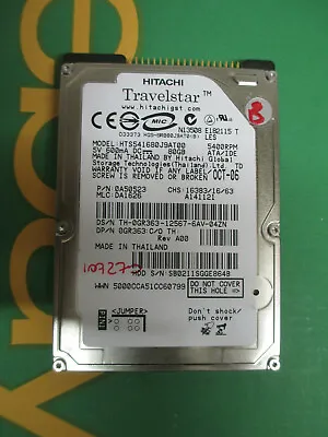 Hitachi 80GB IDE PATA 2.5  Laptop Hard Disk Drive HDD HTS541680J9AT00 (I150-B) • £31.22