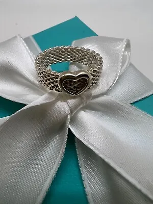 £187.46 • Buy Tiffany & Co. Heart Mesh Somerset Band Ring Sterling Silver 925 Size 6.5