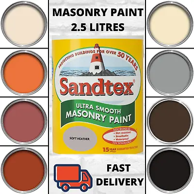 Sandtex 2.5L Masonry Outside Paint Ultra Smooth Different Colours Waterproof • £18.99