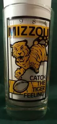 Vtg University Of Missouri Football Glass RARE 1984 Tumbler Mizzou Tigers MU • $49.90