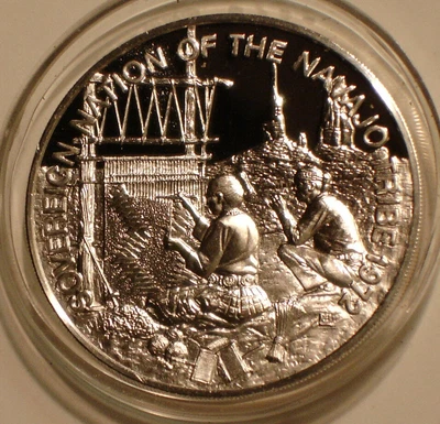 $0.99 • Buy Sovereign Nation Of The NAVAJO Indian Tribe .999 SILVER Medal Superb Gem