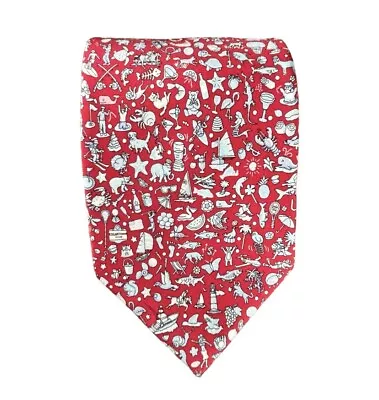 NWOT Vineyard Vines Golf AOP Fit Neck Tie USA Made 100% Silk Red • $39.99