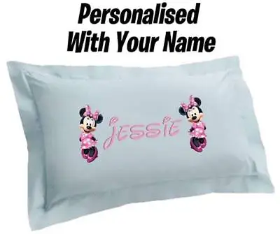 Disney Minnie Mouse Personalised Pillow Case  Birthday Christmas Gift Present  • £12.99