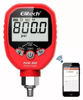 Elitech PGW-800 Wireless Digital Pressure Gauge 800psi Refrigeration HVAC Record • $152.84