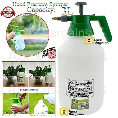 3L Garden Pressure Spray Water Bottle Portable Hand Pump Sprayer Weed Chemical • £8.99