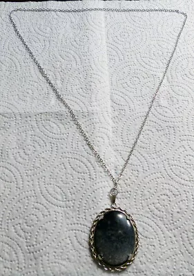 Very Nice Vintage Dark Blue Nephrite Jade Pendant On Chain • $12