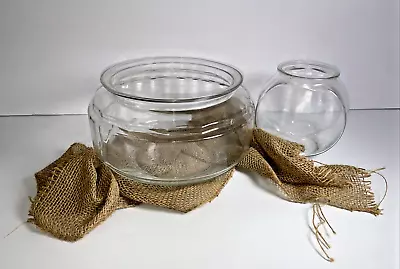 2  Vintage Clear Glass Fish Bowls  - 10  & 6  • $22.99