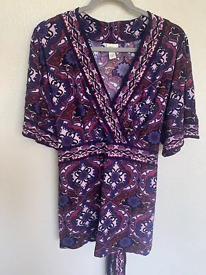 Venezia Purple Embellished SS Top - Women’s Size 14/16 • $6.50
