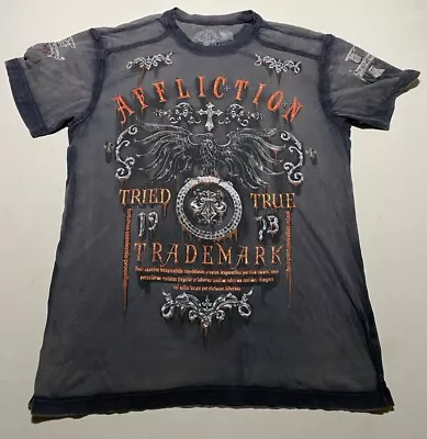 Y2K Affliction Skull Graphic T Shirt Size XL Cyber Goth Emo Grunge AJ8 • $35