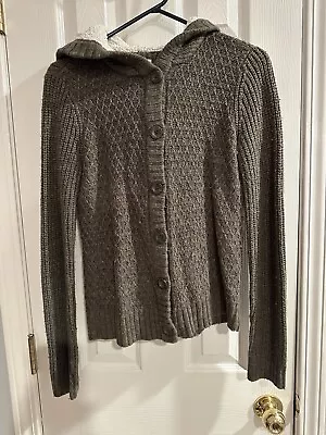 Mossimo Green Hooded Sweater Cable Knit Button Down Cardigan Medium • $6.95