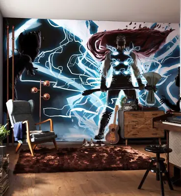 5x2.8m Wall Mural Photo Wallpaper Avengers Marvel Thor Rocket & Groot Thunder • $245.88