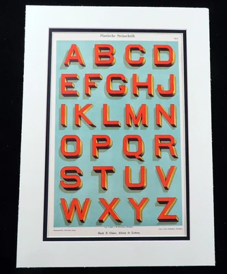 £56 • Buy Typography Alphabet Typeface Font Bold Lettering Design Antique Print 1889