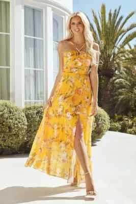 £59.99 • Buy Lipsy Strappy Halter Neck Pleated Split Maxi Dress