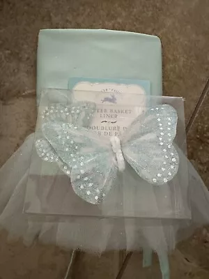 NWT Pottery Barn Kids ~AQUA BUTTERFLY~ Easter BASKET Liner ~Fits Small SABRINA • $39.95