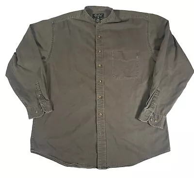 Eddie Bauer Denim Shirt Mens Size Large Tall Button Long Sleeve Olive • $13.27