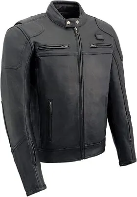  Milwaukee Men's Black 'Heated' Vented Scooter Leather Jacket Gun Pocket • $349