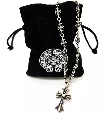 CHROME HEARTS Gothic Necklace With Cross Pendant 925 Sterling Silver • $2605.75