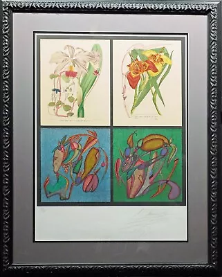Mikail Chemiakin  Untitled Flowers Hand Signed Lithograph On Paper Custom Framed • $1500